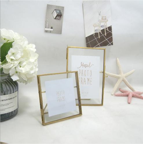 Home Furnishing Individual Creative Picture Frame Decoration Craft Creative Iron Art Geometric Glass Metal Stereo Picture Frame
