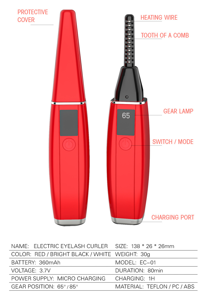 Custom Wholesale Mini USB Rechargeable Electronic Eye Lash Curler Electric Heated Eyelash Curler