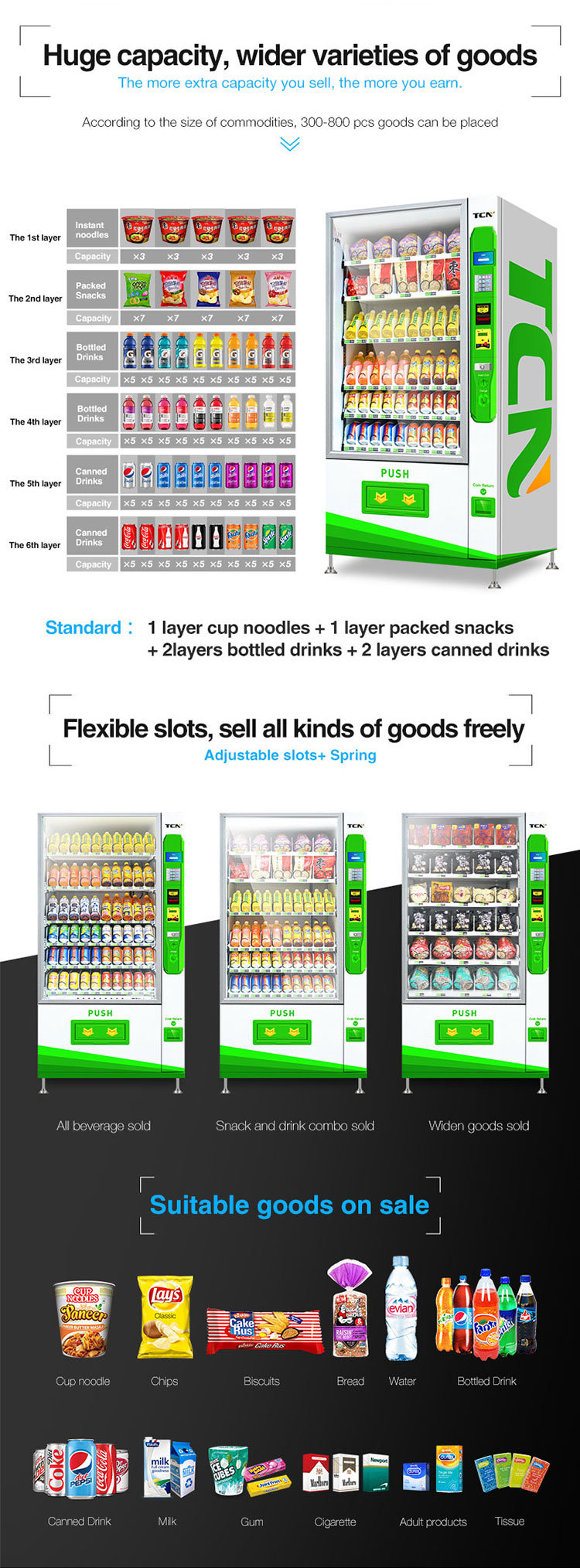 Tcn Snack Vending Machine/Bottle Vending Machine/Commerical Vending Machine