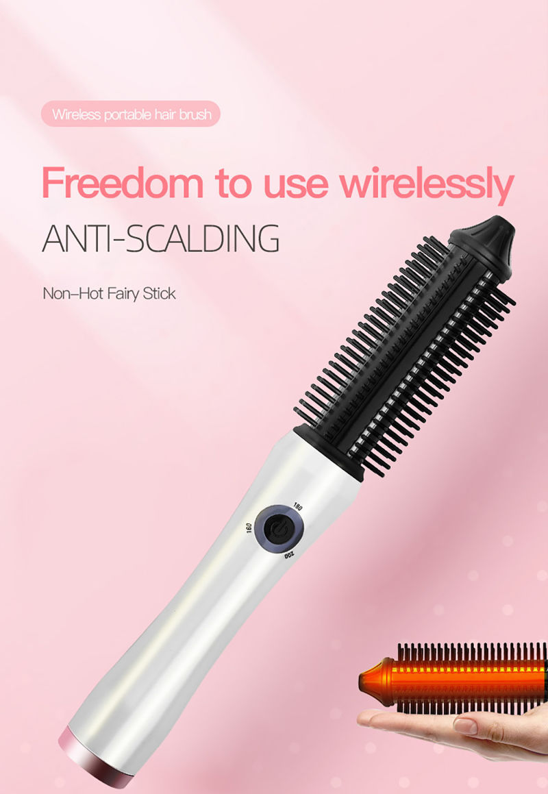 Anti Scalding Hair Brush Straightener Comb Salon Wireless Lady Women Rechargeable Hair Styling Brush Portable