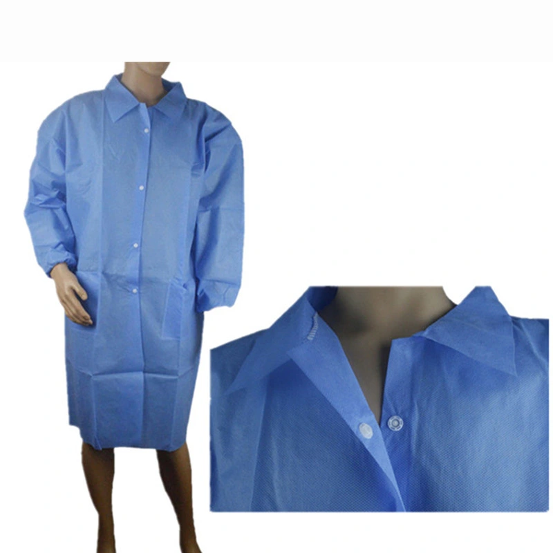 Disposable Non Woven Materials Waterproof SMS Materials Lab Coat Visitor Gowns