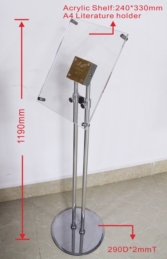 A3 Acrylic Adjustable Double Pole Poster Frame Display Stand