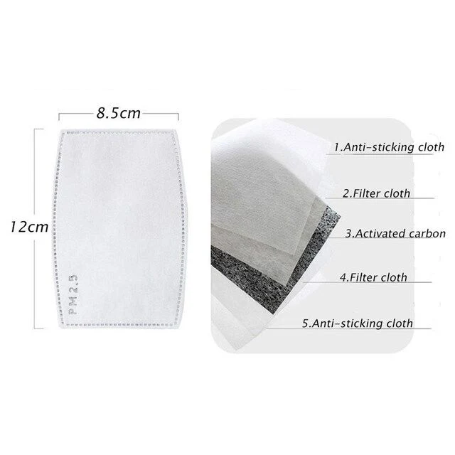 Dustproof Anti-Spit Antibacterial Carbon Filter Hygienic Cloth Activated Black 3ply Face Mask