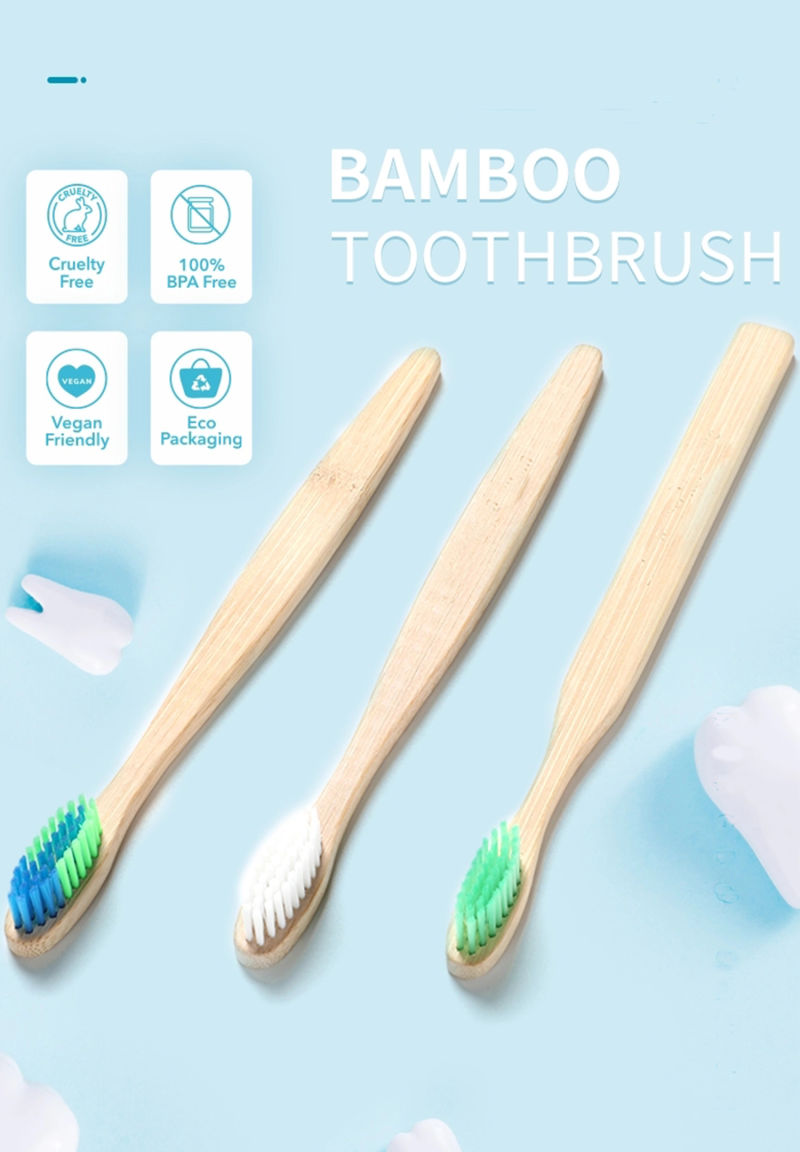 CE OEM Natural Wooden Bamboo Toothbrush with Charcoal Fibre Bristles