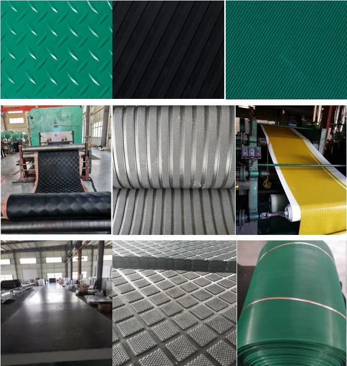 3mm 6mm 9mm Black Anti-Slip Electrical Insulation Ribbed Rubber Floor Mat