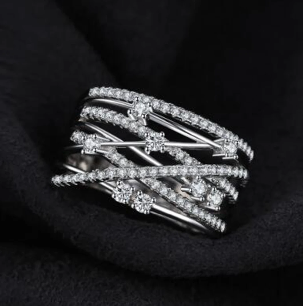 925 Sterling Silver Rings Multi Row Rings Crossover Rings Elegant Wedding Rings Signet Rings
