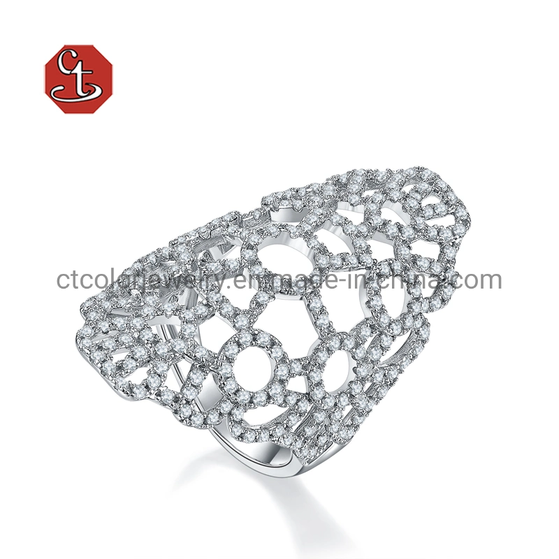 Wholesale Fashion Jewelry Hollow Zircon 925 Sterling Silver Zircon Rings