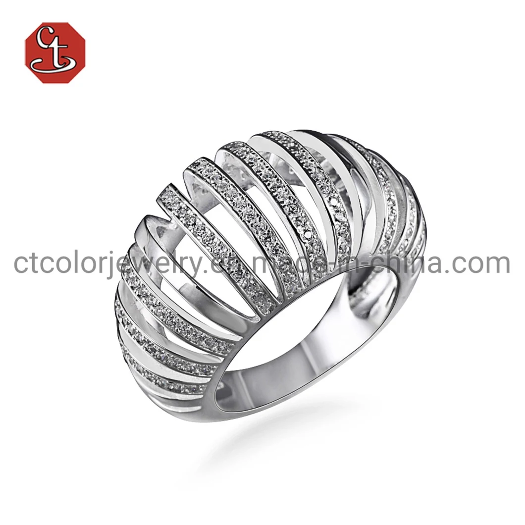 Hollow Out Diamonds CZ Ring Engagement S925 Silver Ring