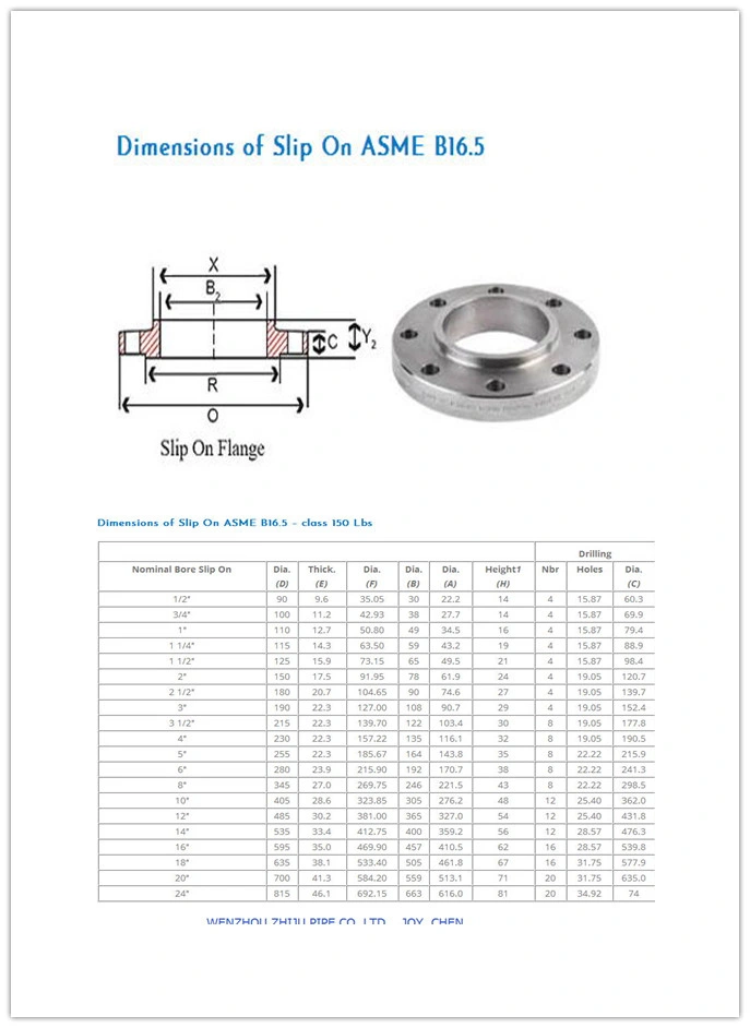 ASME/ ANSI B 16.5 Stainless Steel Slip on RF/ FF Flange