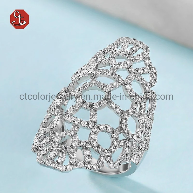 Wholesale Fashion Jewelry Hollow Zircon 925 Sterling Silver Zircon Rings