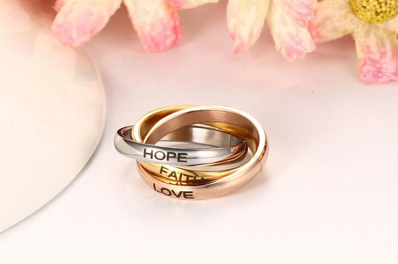 Three Sets of Rings Fashion Three Rings Men and Women Three Color Rings Titanium Steel Jewelry
