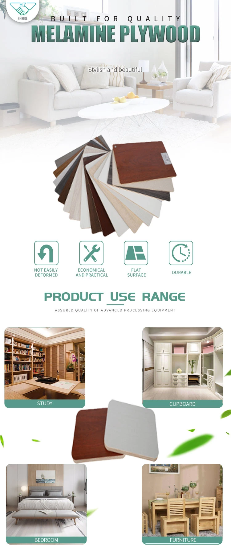 White Melamine HPL Faced Plywood Laminated Plywood for Sale