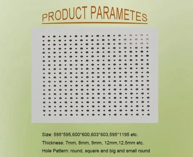 Factory Supplier Fireproof PVC Perforated Gypsum Board Decorative Panel