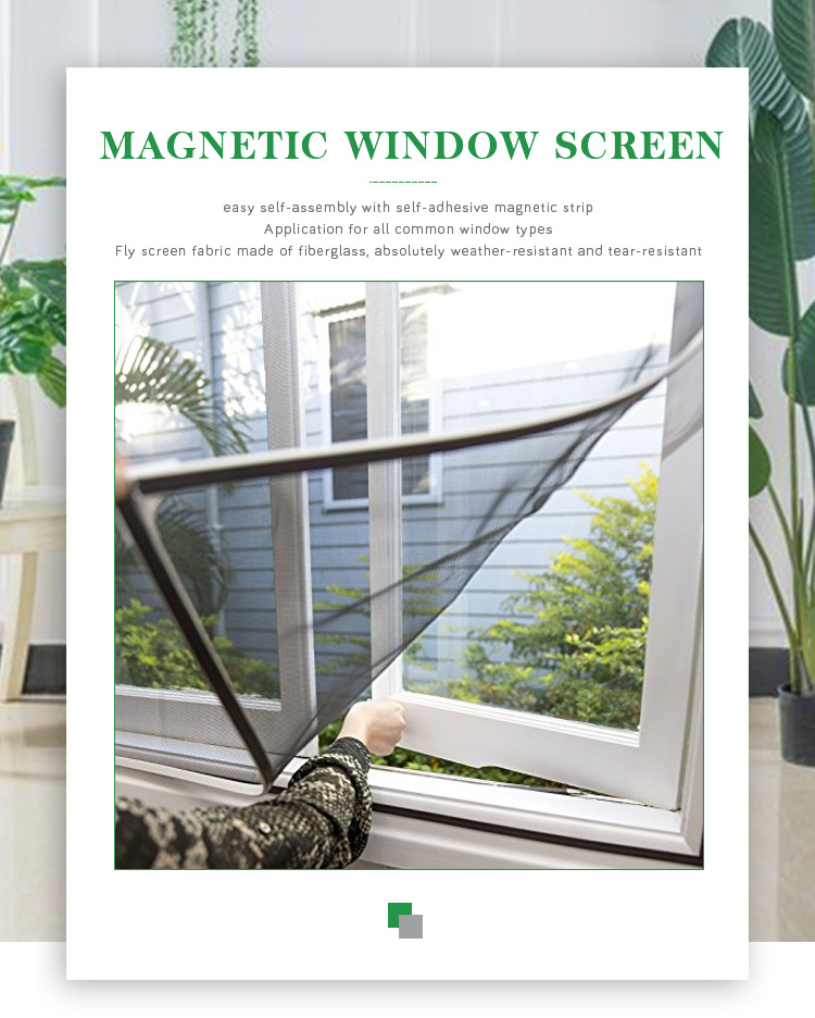 High Quality Fiberglass Mesh Sliding Magnetic Insect Screen Window with Customized Size