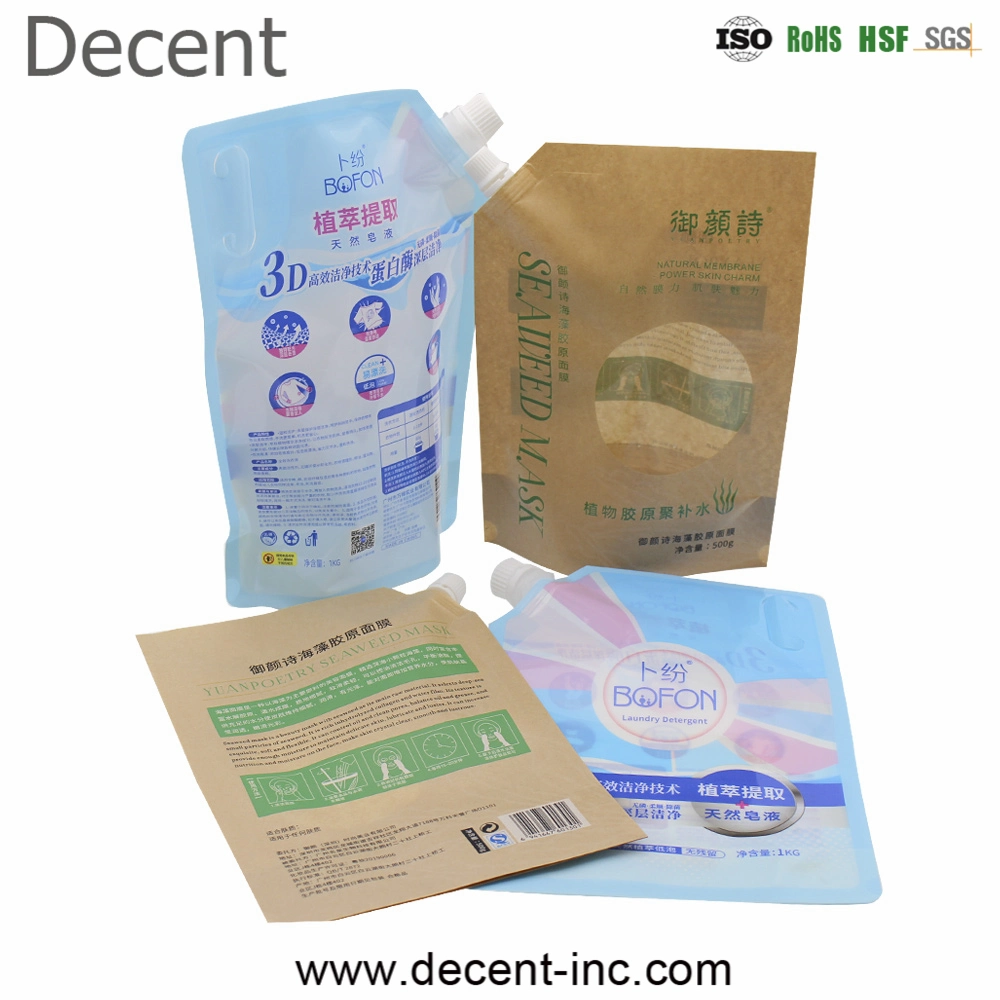 Plastic Package Bag Liquid Detergent Stand up Pouch with Spout for Laundry Detergent Package