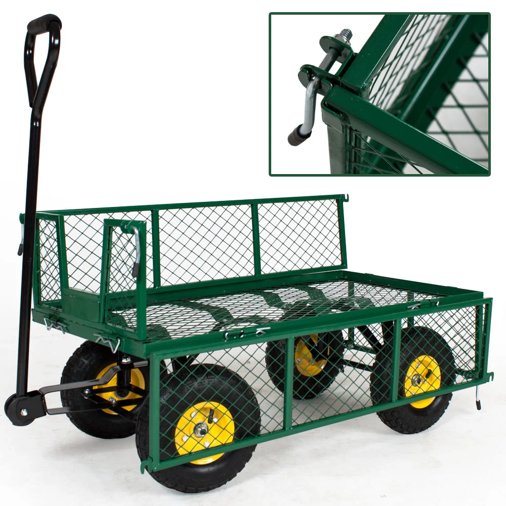 Chinese Manufacturer Metal Mesh Garden Cart with Removable Sides for Garden Work