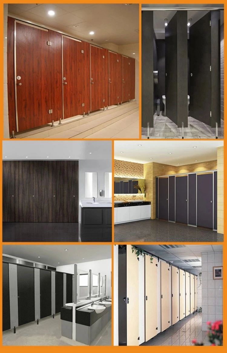 China Factory Direct Suppliers Phenolic Solid Board Hotel Toilet Partition, Colorful Fireproof Shopping Center Toilet Cubicle/