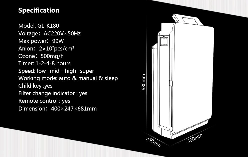 HEPA Composite Mesh Air Purifier Machine