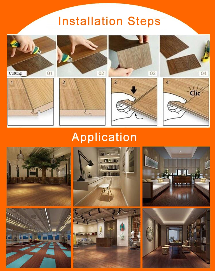 Easy DIY Project PVC Tile Floor Wood Look Plastic Flooring Sheet with Fiberglass