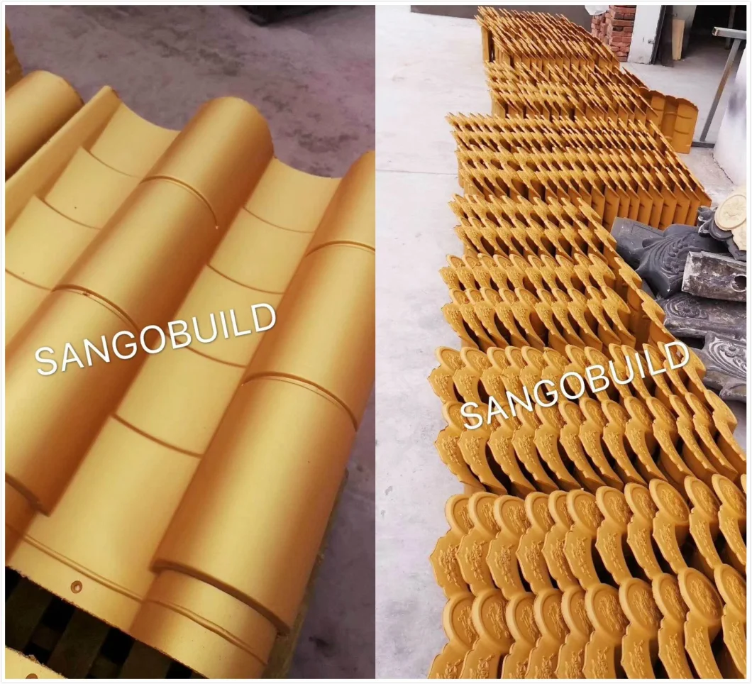 Chinese Manufacturer Traditional Polyester Building Material Clay Style Roofing Sheet Color Temple Roof