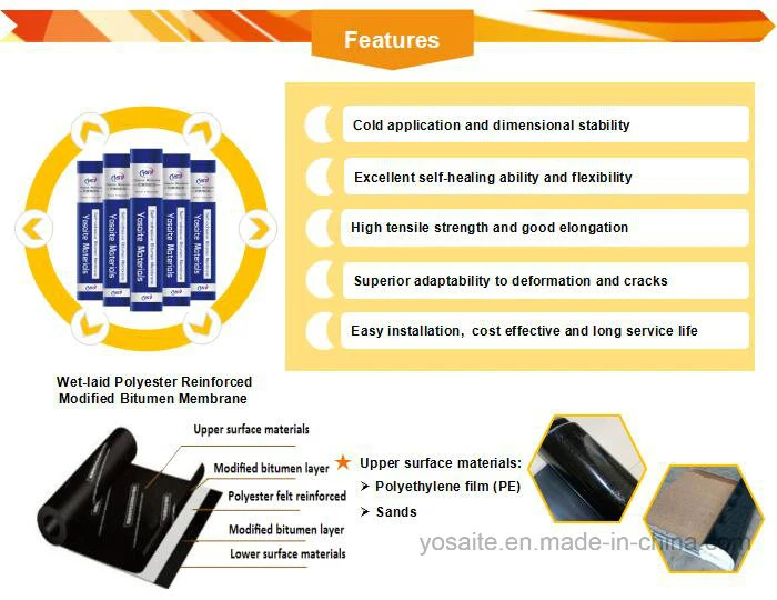 Wet-laid Polyester Reinforced Modified Bitumen Waterproof Membranes