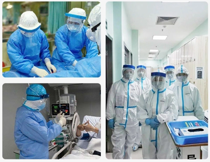Chinese Factory Waterproof SMS Non-Woven Fabric Disposable Protective Isolation Gown