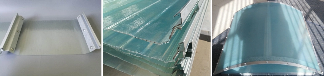 Fiberglass Corrugated with Galvanized Edge Roofing Tile Roof Sheet Skylight Panel for Building Material