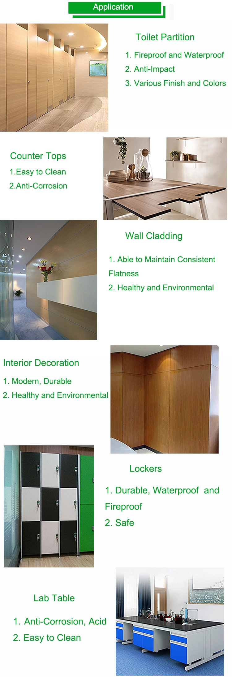 High Pressure Laminate Plate High Glossy HPL Laminates Brush HPL Laminates