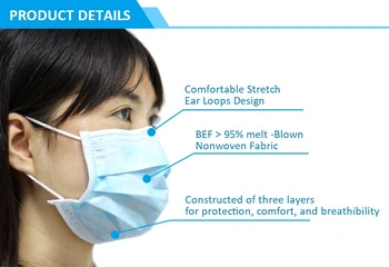 Disposable 3 Ply Medical Face Mask Chinese Mask Manufacturer Supplies High Quality Non-Woven