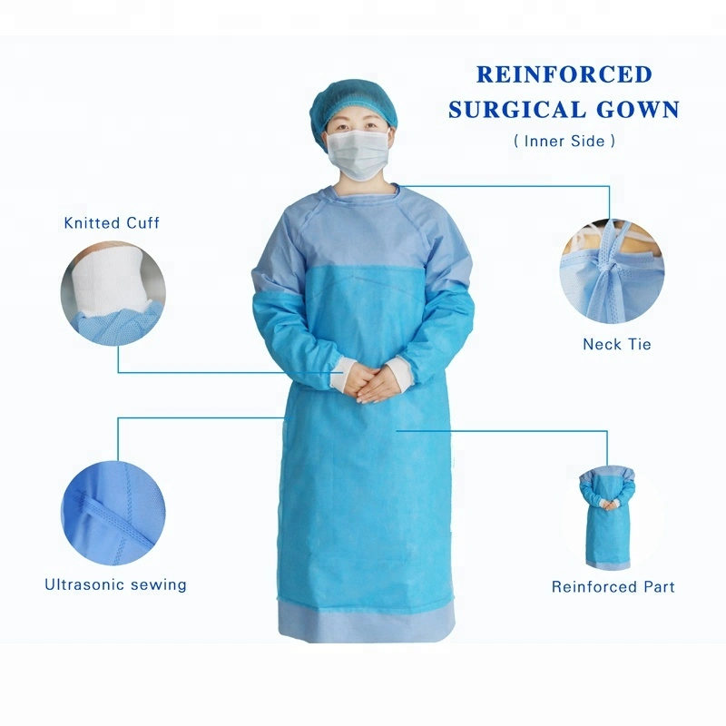 Customized Disposable Sterilization Operation Reinforcement Surgical Gown SMS Reinforcement Surgical Gown