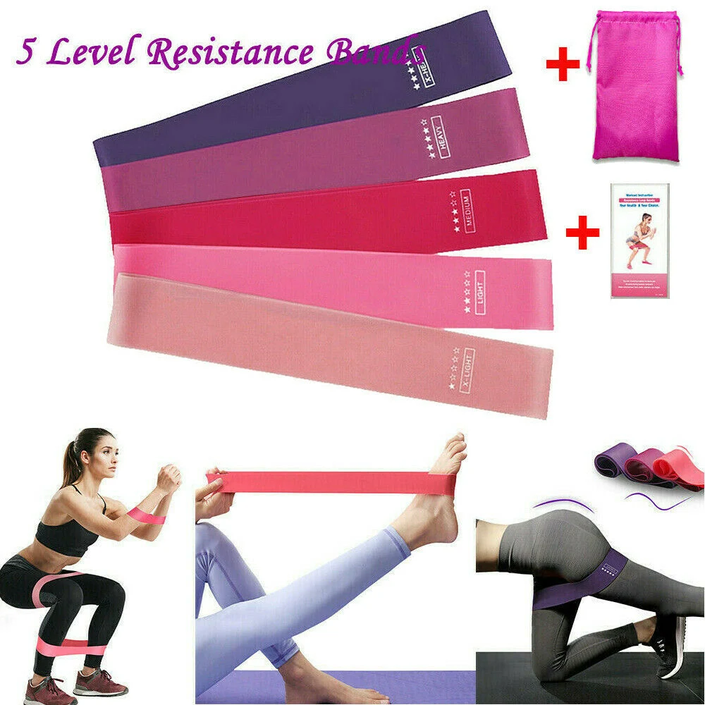 5 Level Elastic Resistance Loop Bands for Sports Pilates Expander Fitness Gym Workout Equipment