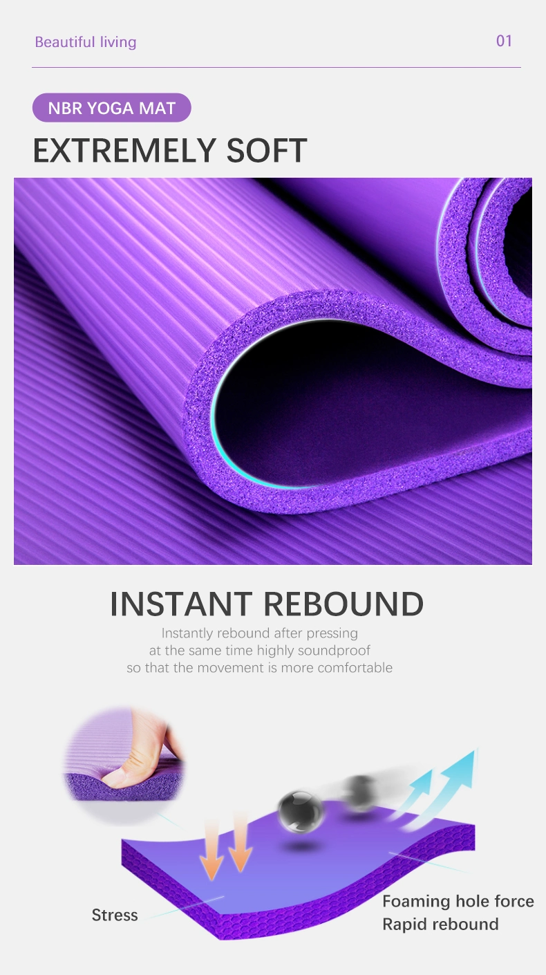 Home Gym Equipment Eco-Friendly NBR Non Slip Fitness Exercise Mat Floor Exercises Yoga Mat