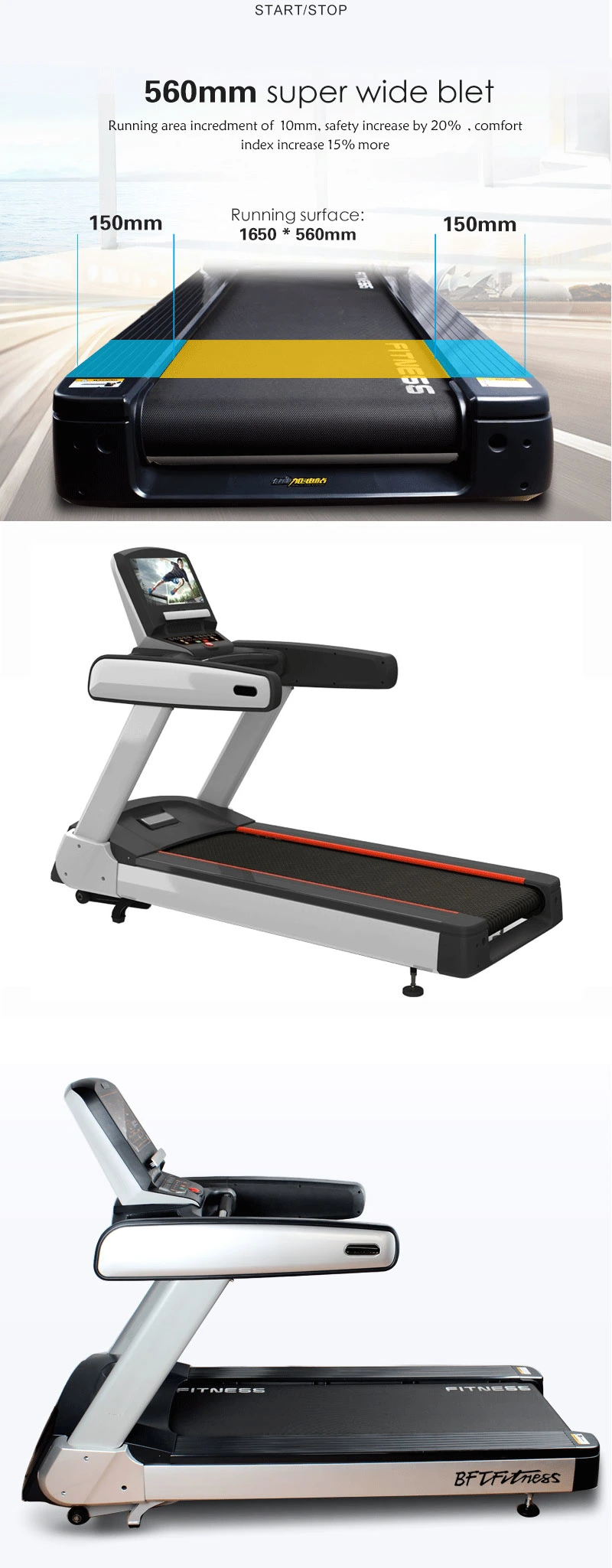 Ce Certificate Fitness Equipment Commercial Treadmill for Gym Runner