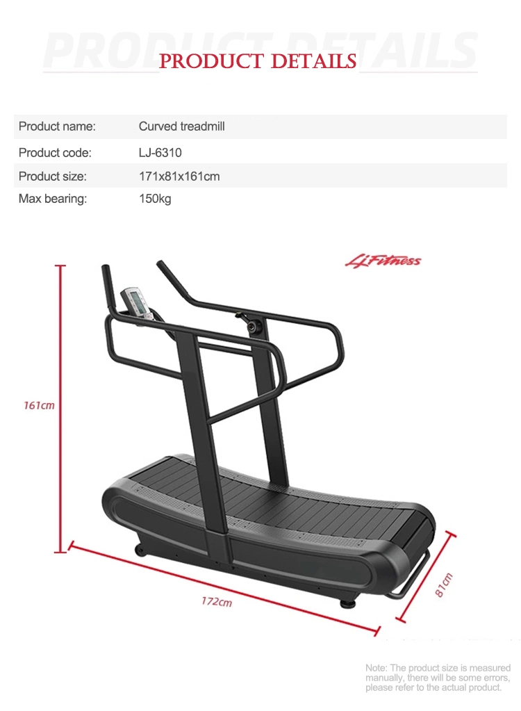 Newest Balck Professional Commercial Gym Cardio Equipment Manual Curved Treadmill