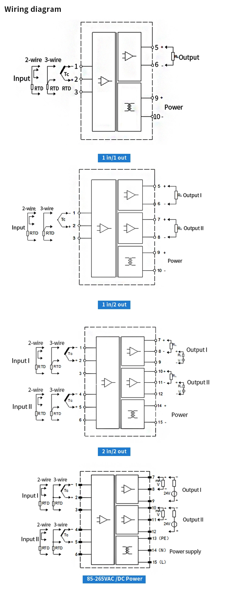 Loop Isolator Current Temperature Isolator Temperature Signal Converter PT100 to 4-20mA