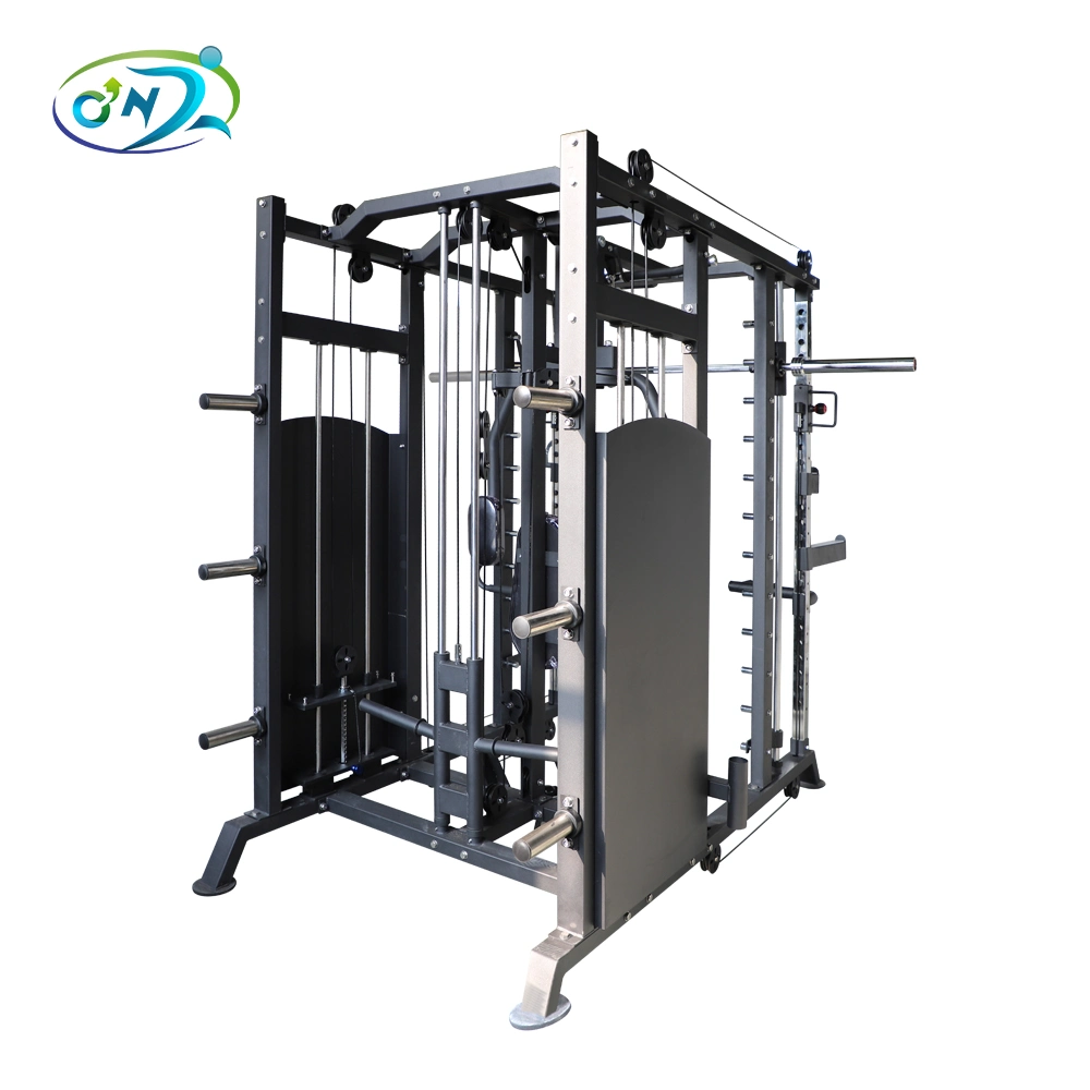 Ont-R48 New Design 4 in 1 Steel Stack Multi Functional Trainer Smith Machine Squat Rack Gym Equipment