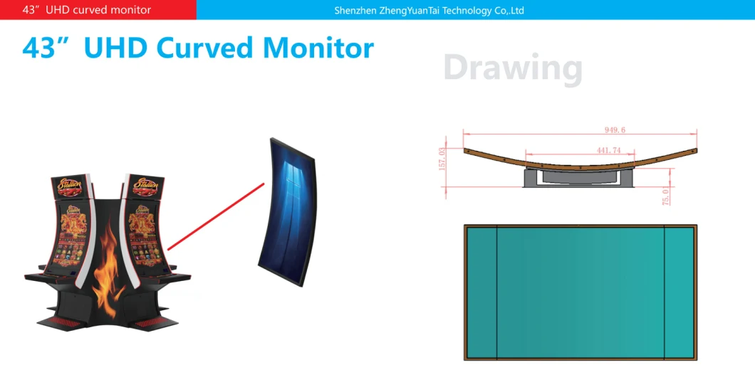 Curved LCD Display Monitor for Casino, Gamble Machine, Gaming Machine,