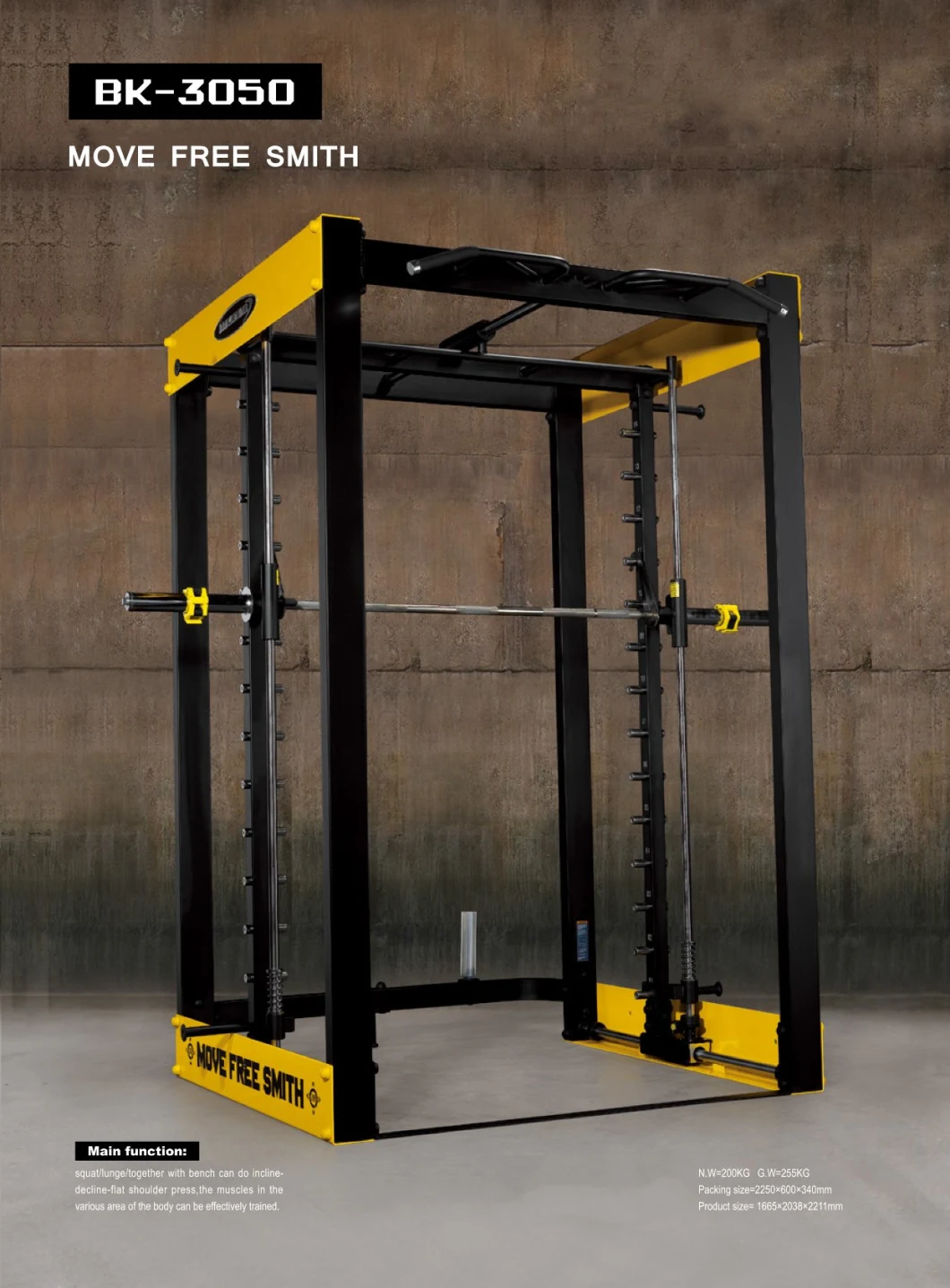 Professional Multi Functional Gym Equipment Exercise Smith Machine