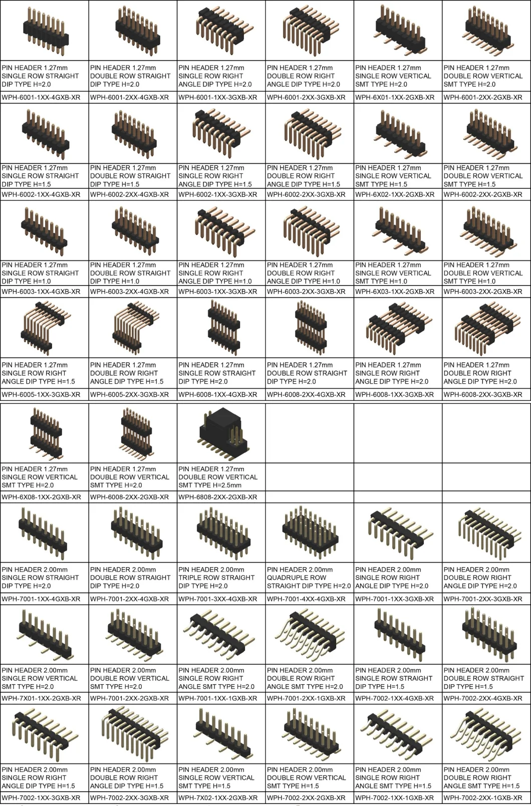 Pin Header Pitch=2.00mm Double Row Vertical SMT Type H=2.00mm Connector