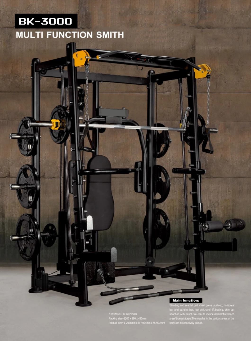 Commercial Use Fitness Equipment Functional Trainer Smith Machine Squat Rack Multi Functional Machine