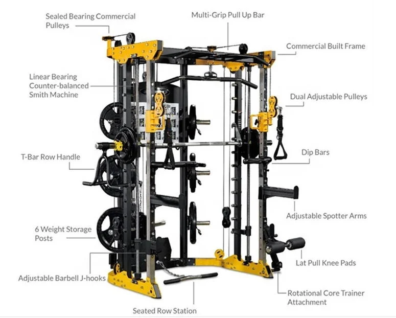 New Design Commercial High Quality Fitness Multi Functional Strength Trainer Power Multi Functional Squat Rack