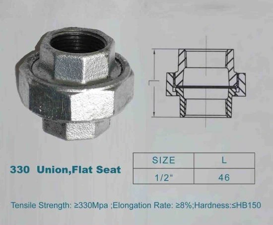 Malleable Iron Pipe Fitting Flat Seat Union