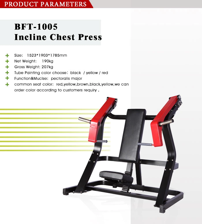 Chest Fitness Equipment Plate Loaded Through Incline Chest Press