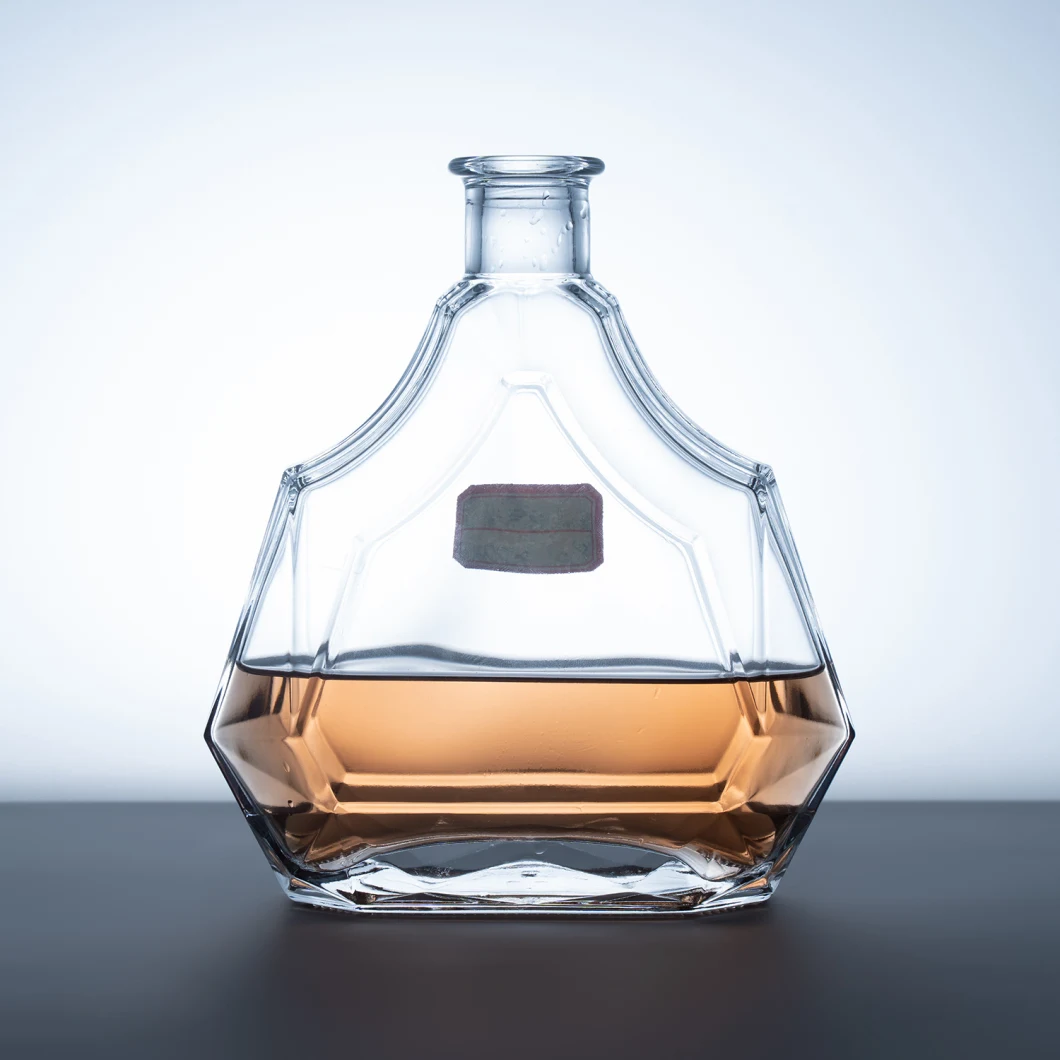 Elliptical 500ml with Glass Cork Glass Bottle for Brandy Liquor