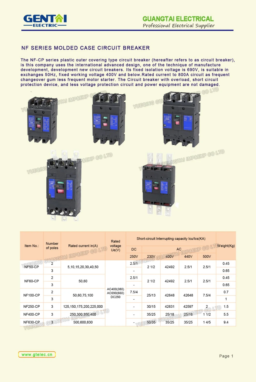 Good Quality Cheaper Mitsubishi Type 4p 50A Moulded Case Circuit Breaker