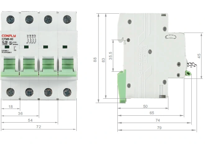 Cfm5-63 MCB Miniature Circuit Breaker 4p 63A Ce