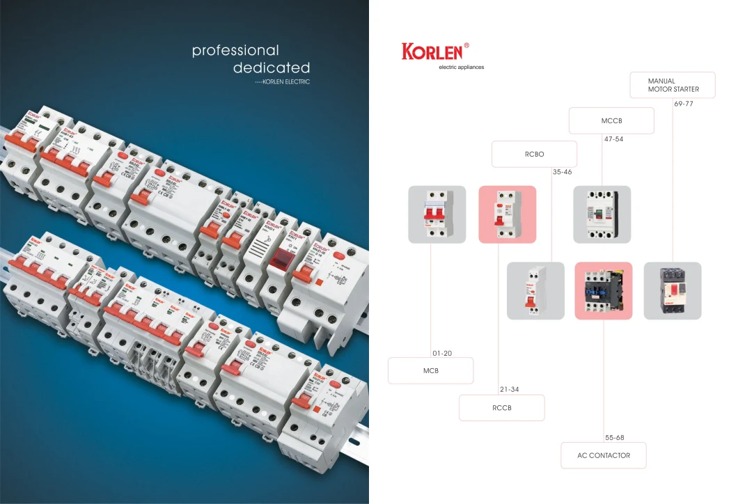 Korlen New Type MCB 1p 2p 3p 4p Circuit Breaker 6ka IEC/En60898