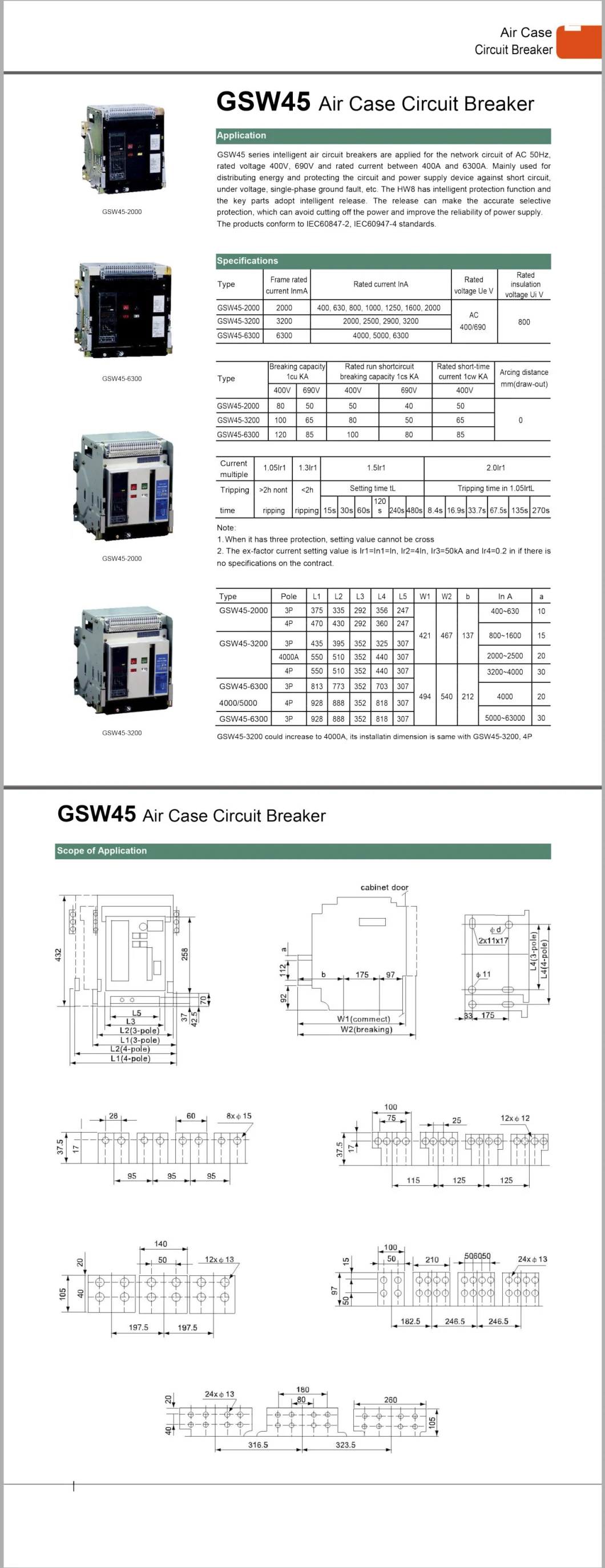Air Circuit Breaker Dw45-6300, Acb, Multifunction Circuit Breaker, Drawer Type Circuit Breaker, Fixed Circuit Breaker.