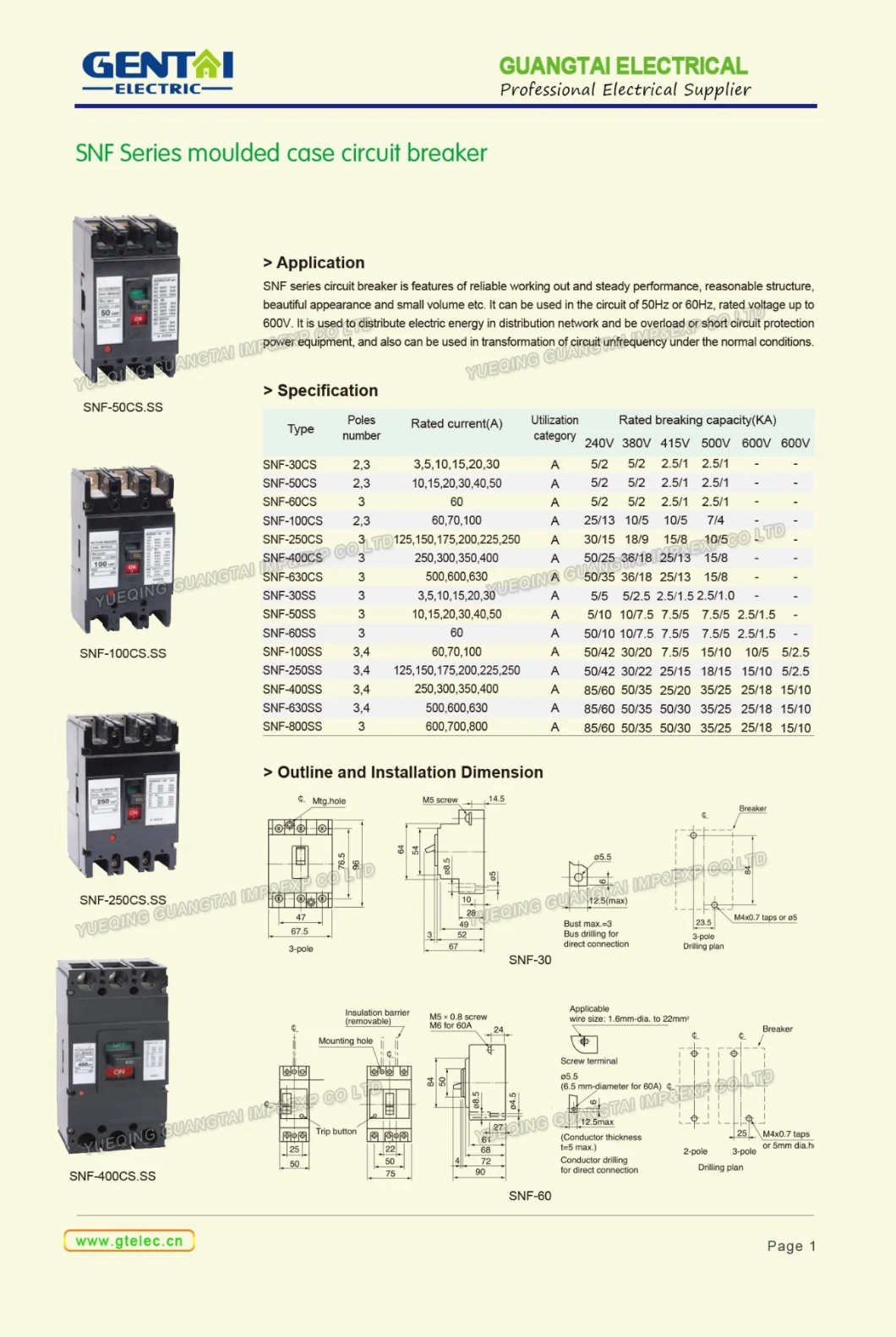 Good Quality Cheaper Mitsubishi Type 4p 50A Moulded Case Circuit Breaker