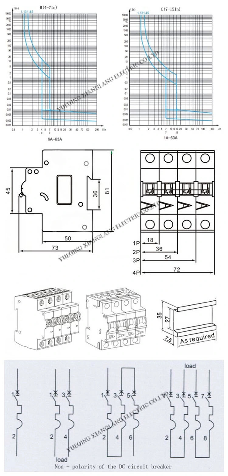 Top Quality Sunlight XL7-63 Circuit Breaker DC 2p 10A 500V Mini Electrical MCB